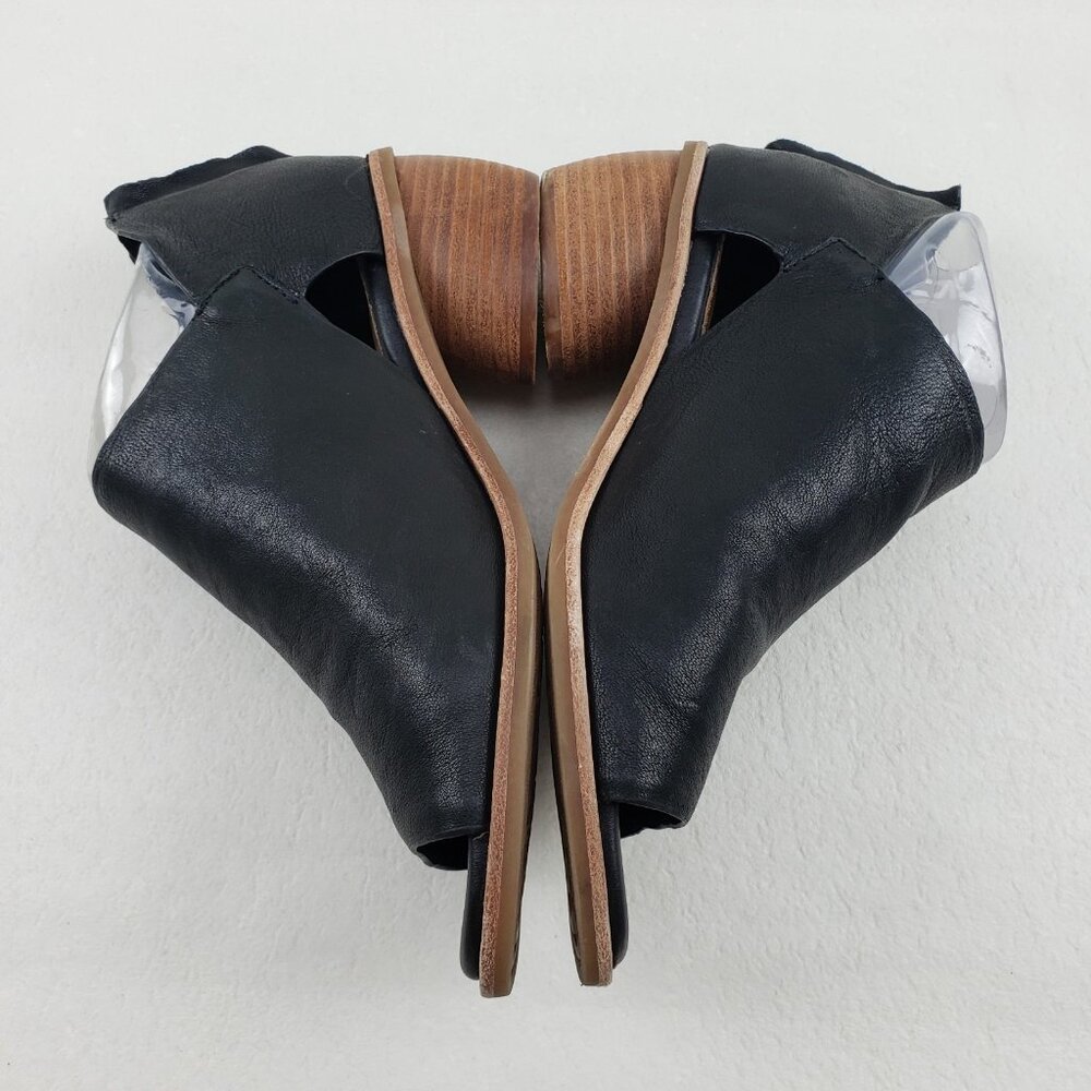 Sofft Carleigh Peep Toe Heel Womens 7.5 Black Leather Block Heel Zip Up Bootie - Picture 8 of 14